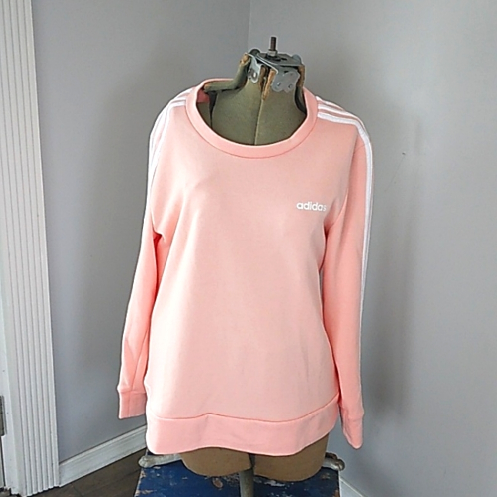 ADIDAS THREE STRIPE PEACH COTTON SWEATSHIRT GIRLS L 16/18